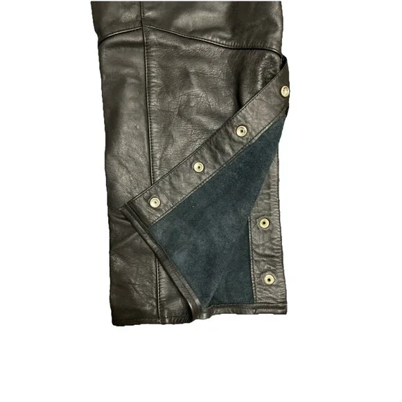 Vintage Mesh Lined Harley Davidson Leather Chaps Mens Cargo Pockets Black Medium